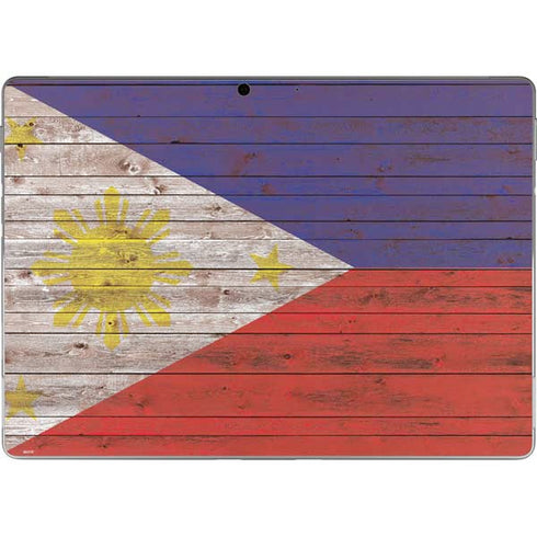 Philippines Flag Dark Wood Surface Pro 9 Skin